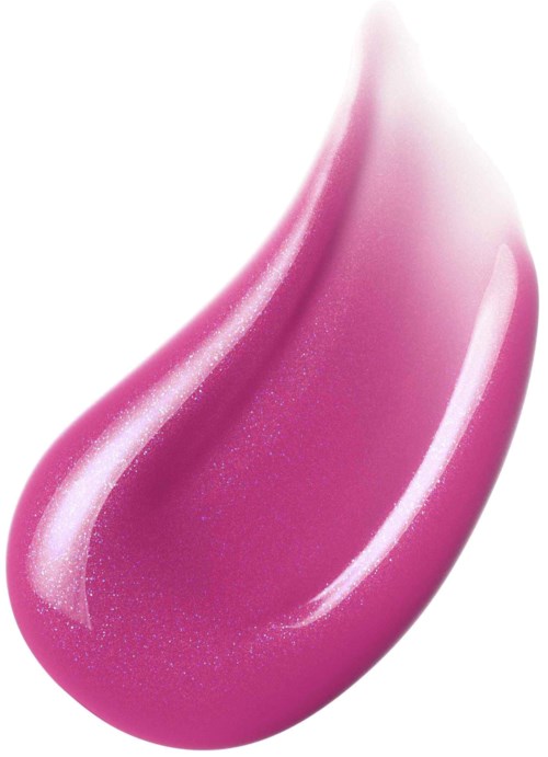 A shiny pink lip gloss with a smooth, curved shape and glittery surface.