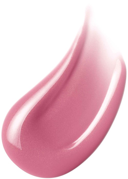 A pink, glossy, teardrop-shaped object with shiny surface reflection.