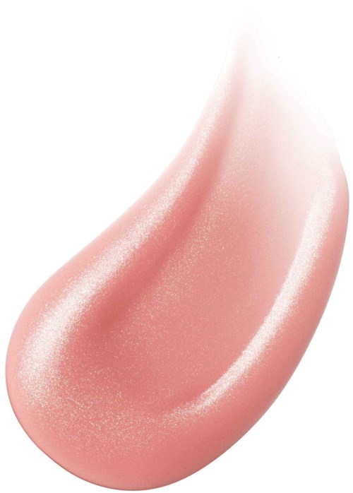 A pink makeup product with a shiny, smooth surface and a teardrop shape.