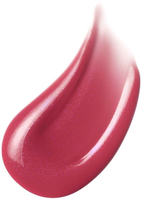 A pink, glossy, teardrop-shaped cosmetic or makeup product with shiny texture.