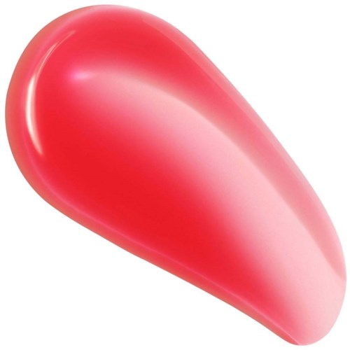 A shiny, red, teardrop-shaped object with smooth surface.