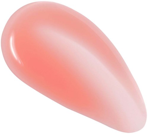 A smooth, pink, teardrop-shaped object with shiny surface, looks like a polished stone or a soft gem.