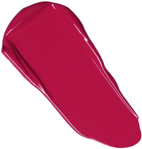A smear of dark pinkish-red gel, shiny and smooth, with pointed edges, on a white background.