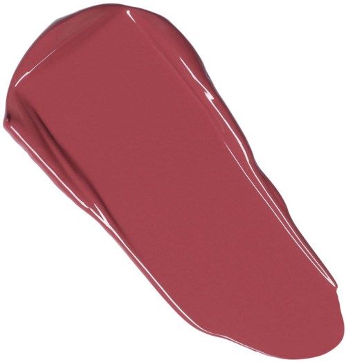 A sleek, curved lipstick smear in mauve color with a glossy finish.