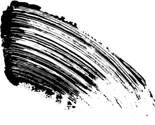 Black brush stroke across a white background, with textured paint lines curving from top left to bottom right.