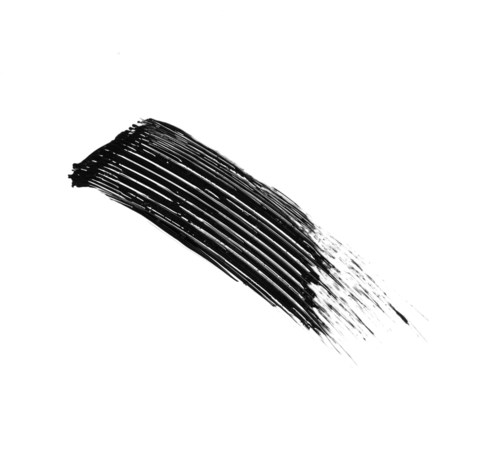 A black brushstroke with rough, uneven edges on a white background.