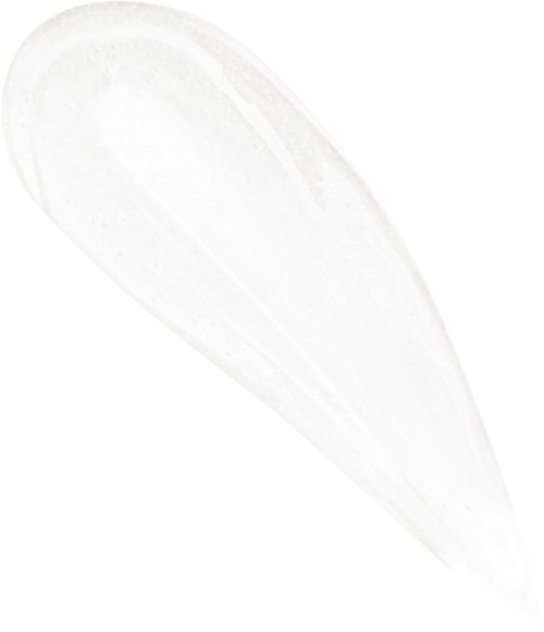 Clear gel or liquid, teardrop-shaped, appears glossy and smooth.