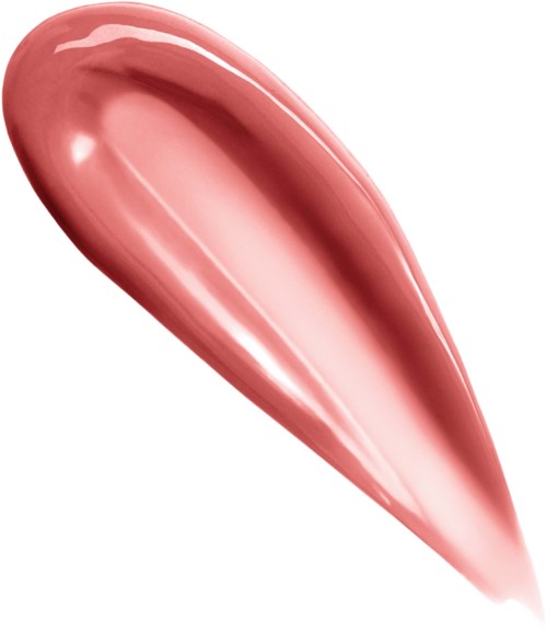 A large, glossy, pinkish lip gloss or liquid makeup swipe on a white background.