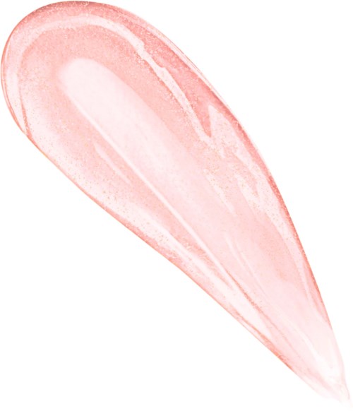 Pink lipstick smear on white background, shows texture and color, with some highlights and shading.