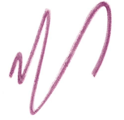 A purple, wavy, handwritten line with two peaks and a swooping curve.