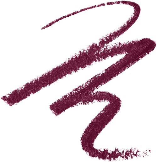 A thick, dark purple, brushstroke-style line curves in a swirl with some rough, uneven edges.