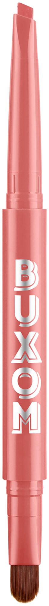 Pink pencil with an eraser end and a brush on the other side, labeled "BUXOM".