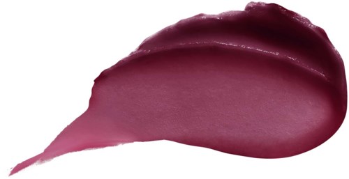 A streak of dark pink lipstick, smooth and shiny, on a white background.