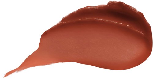 A swatch of brownish lip gloss or lipstick with a shiny finish and a pointed edge.