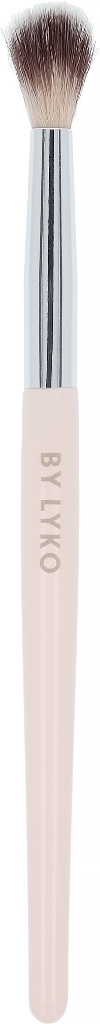 A white and silver makeup brush with soft bristles and the brand name BY TIKO on the handle.