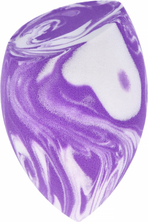 Swirled purple and white pattern on a rounded object, possibly a marble or gemstone with a smooth surface.