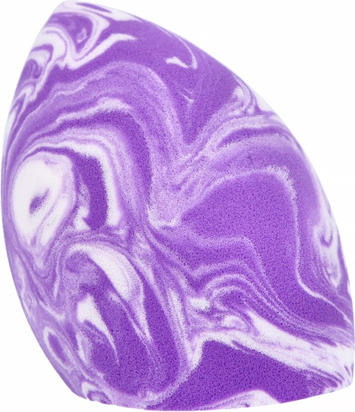 Swirled purple and white marble-like pattern on a rounded object.