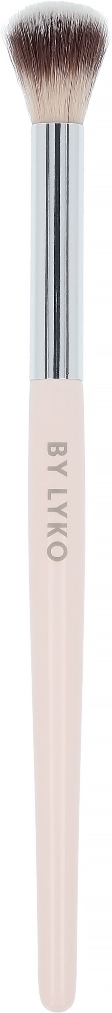 A makeup brush with a white handle and fluffy bristles, labeled BYTVO.