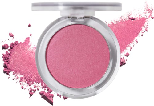 En rosa rouge i ett runt förpackning med ett silverfodral, med rosa puder som spillts runt den.