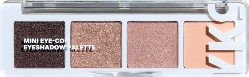 Klein oogschaduwpalette met vier verschillende tinten, gemarkeerd voor oogmake-up.
