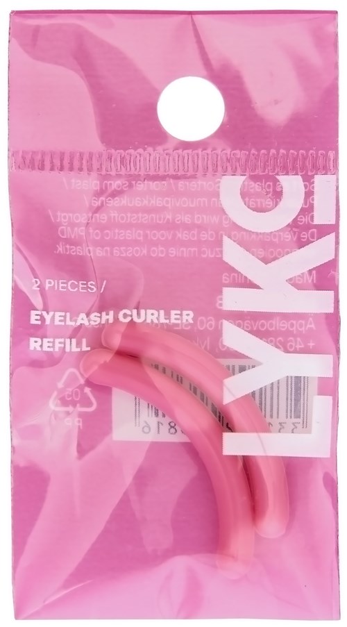 Rosa Verpackung mit zwei Wimpernkolbenspiegel-Austauschteilen.