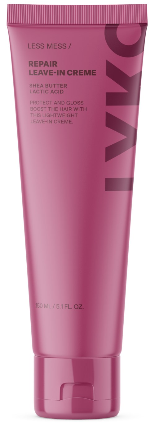 Roze tube voor haarherstellingscrème met tekst en merknaam.