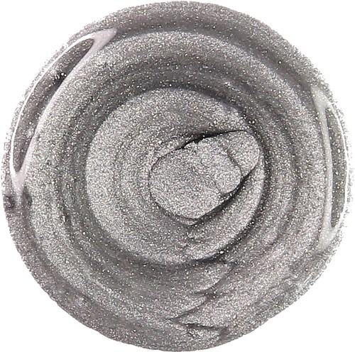 En toppvy av en spiralmetalspiral eller fjäder, glänsande och texturerad, med en central spiral.