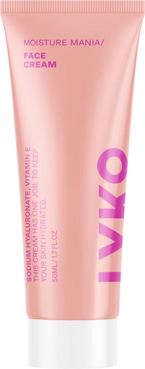 Roze tube gezichtscrème met paarse tekst, merknaam en verzorgingsbeschrijving.