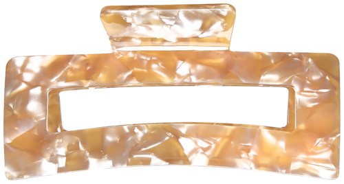 A large hair clip with a gold, marbled design and a rectangular opening in the middle.