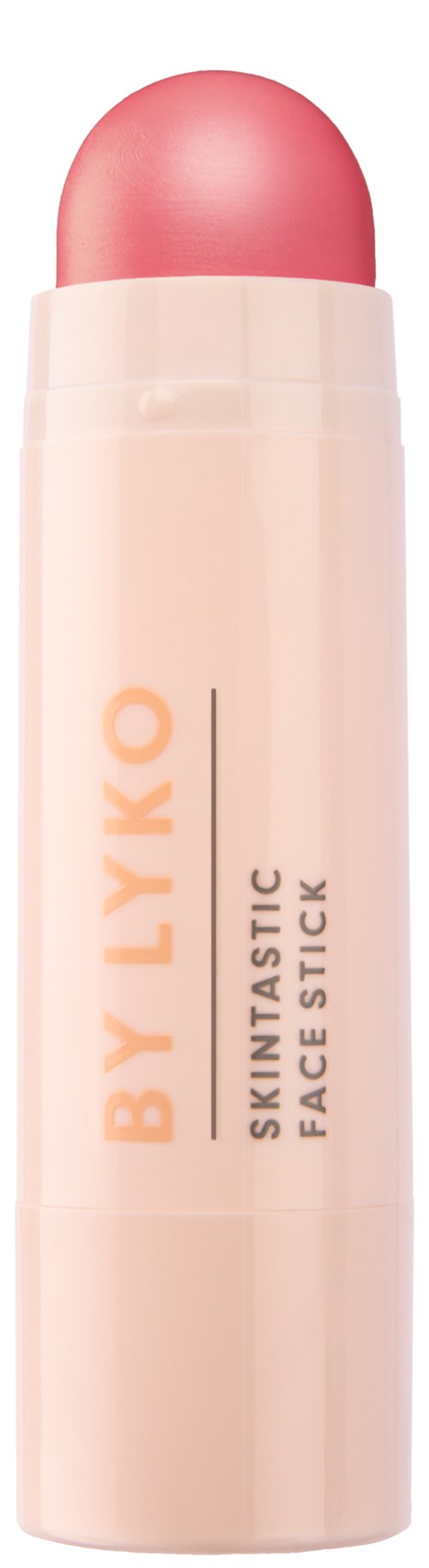 Ein rosa Gesichtsstift mit hellbeigem Körper und den Worten 'BY LYKO SKINTASTIC FACE STICK'.