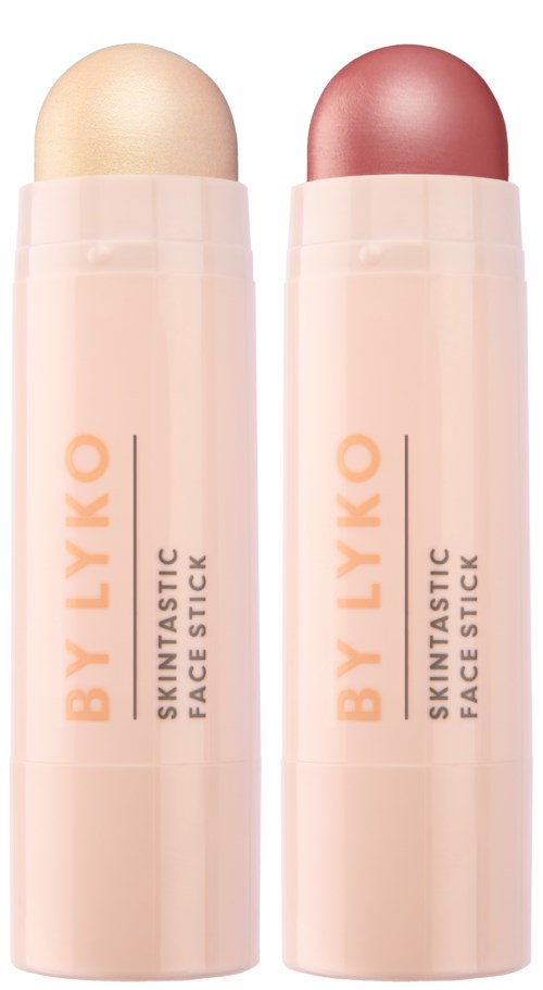 Twee gezichtssticks, één met lichte kleur en de andere met roze tint.