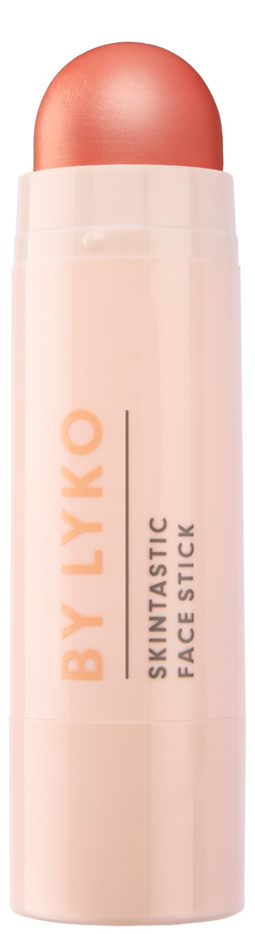 Ein hellrosa Stick auf der Haut, beschriftet 'BY LYKO SKIN TASTIC FACE STICK'.