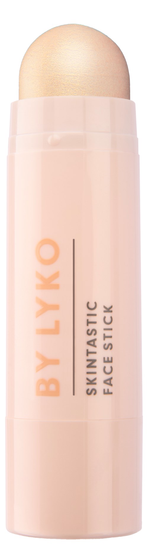 Een lichtroze stick met ronde top, gemarkeerd door BY LYKO, voor gezichtszorg.