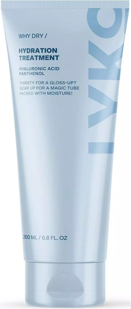 Hydration treatment gel with hyaluronic acid and panthenol in a blue tube for dry skin.