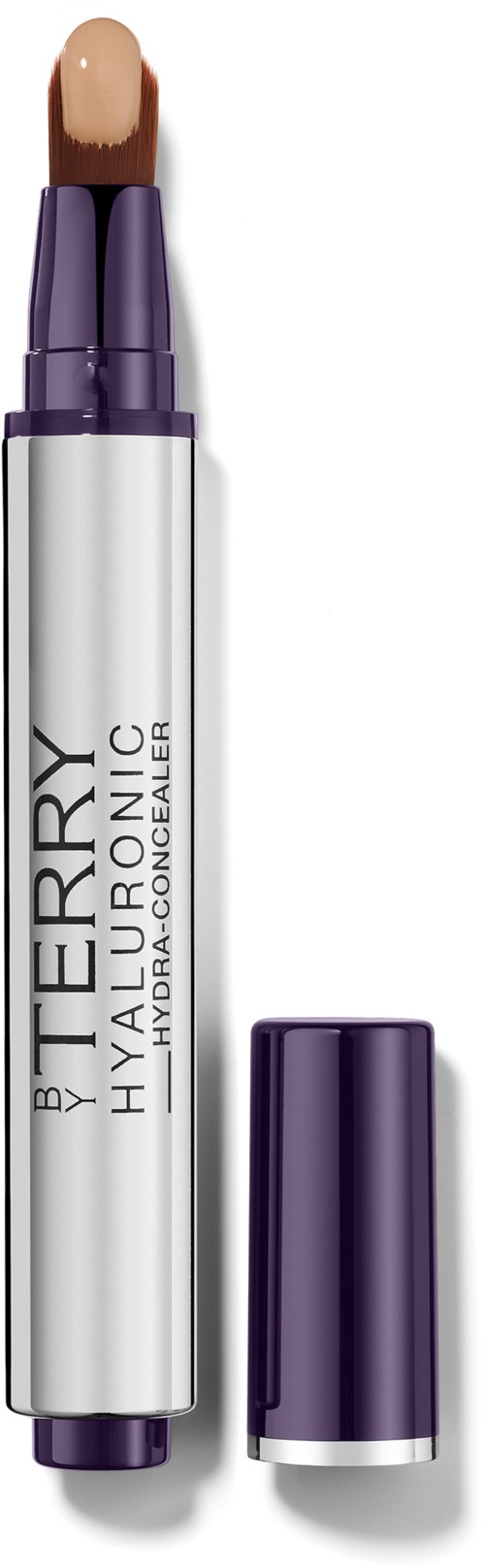 Korostustuubi kynä eri sävyissä, sininen korkki ja beige levitysosa, merkinnällä 'BY TERRY HYALURONIC.'