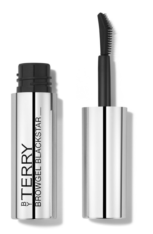 Hopeapuuterirasia ja musta harja, merkki 'BY TERRY Brow Gel BLACKSTAR'.