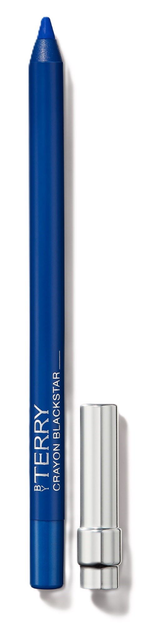 Blå krita med silverlock, märkt 'FIEERRY CRAYON BY BLACKSTAR'.