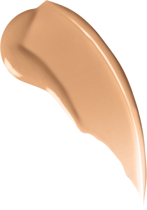 A beige or skin-toned liquid foundation smear, slightly curved with smooth edges.