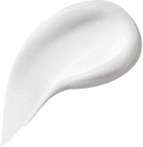 A white, curved cosmetic or skincare product dollop with a glossy finish.