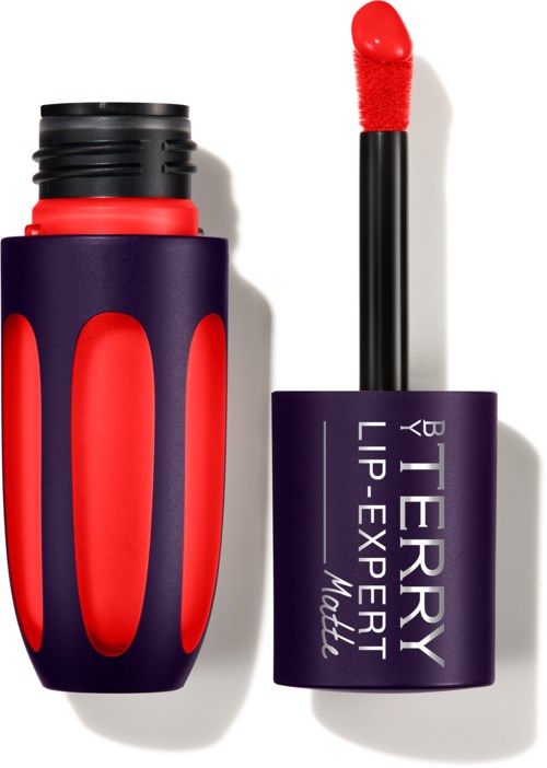 Ett läppstift i lila förpackning med röda läppstiftstypen märkta "TERRY LIP-EXPERT."