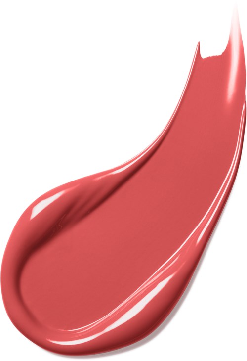 En klutt av rosa-liknande läppstift med en glänsande, slät yta och spetsig ände.