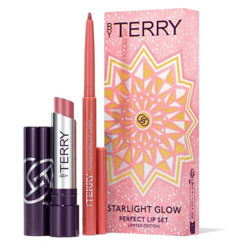 Vaalen huuliväri ja huulipuna setti, koristeellinen laatikko, lukee 'By Terry Starlight Glow Perfect Lip Set.'
