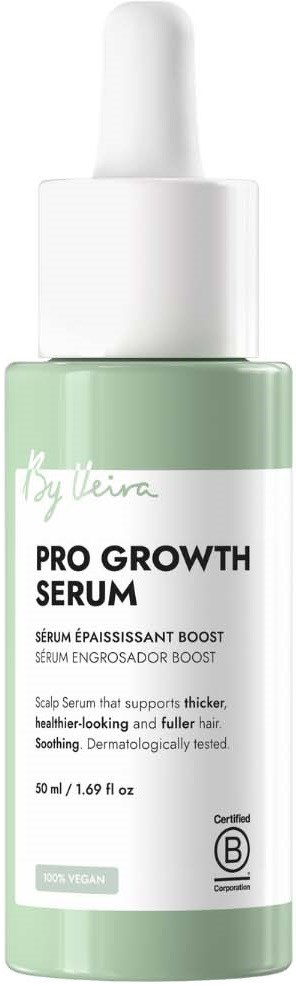 En lys grønn flaske med hvit dråpetut og etikett for Boy Briar Pro Growth Serum.