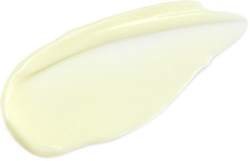 Eine cremeweiße Gel oder Lotion, die auf einer Oberfläche verteilt ist, glatt und glänzend, mit einer dicken und gleichmäßigen Textur.