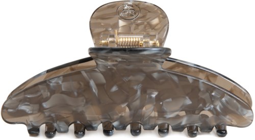 A large, revealing hair clip with a marbled, semi-transparent pattern and small teeth for holding hair.