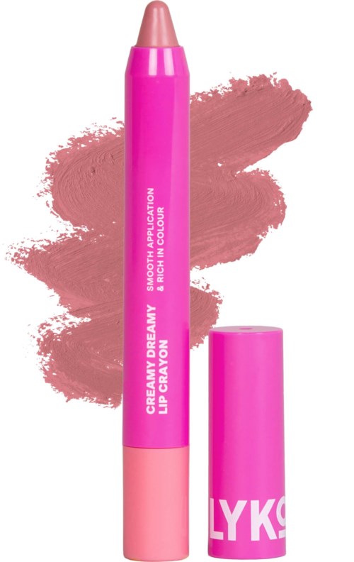 Lippenstift mit pinkem Körper und weicher rosa Spitze, mit rosa Kappe. Für Lippen-Make-up.