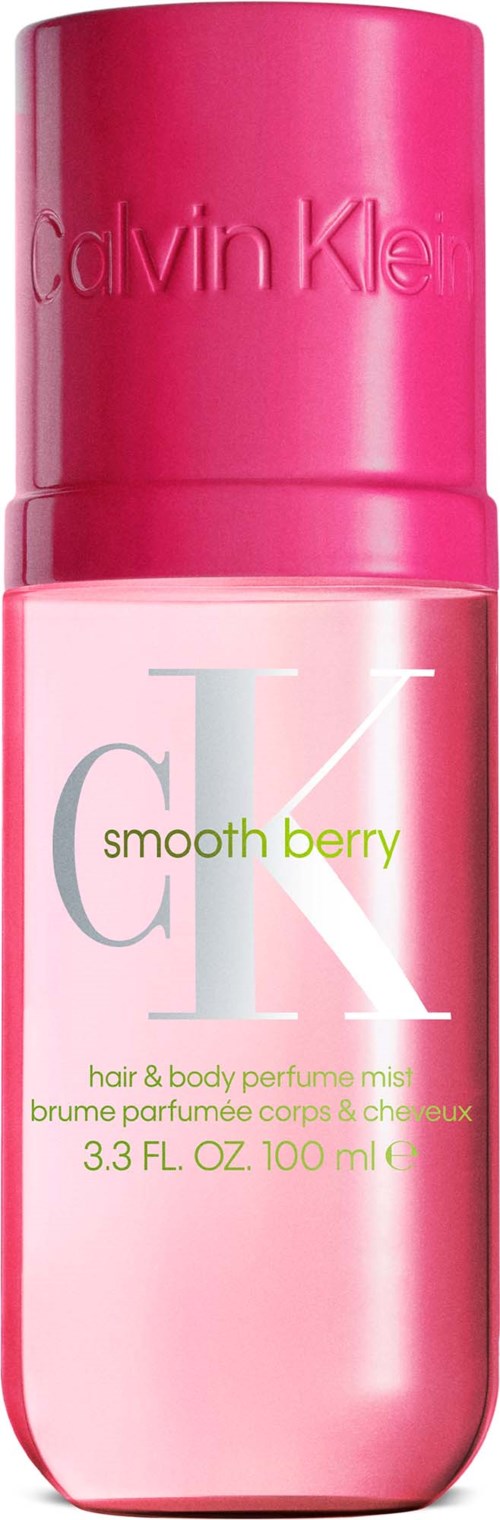 Calvin Klein CK One Smooth Berry parfyme mist i en rosa flaske med matchende rosa deksel.