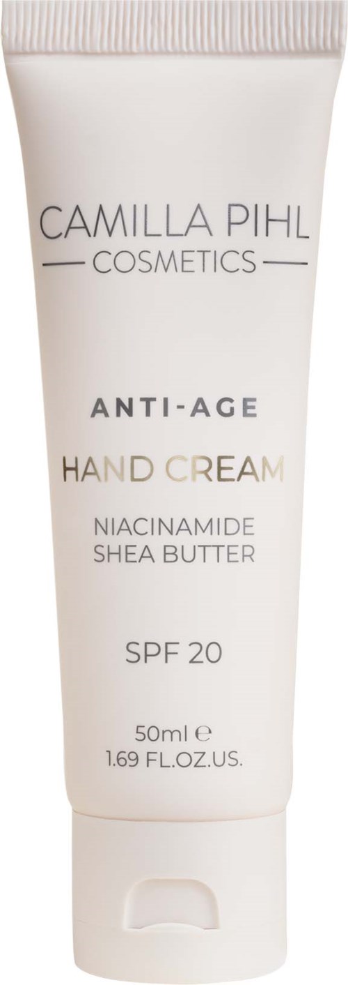 Camilla Pihl Cosmetics anti-age handcrème, SPF 20, bevat niacinamide en shea butter, 50ml.