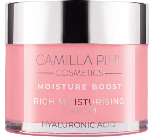 Rozet av Camilla Pihl Moisture Boost Rich Moisturising Cream med sølvlokk og hyaluronsyre.