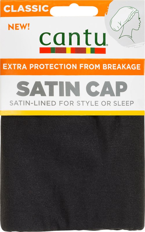 Satin pet met merknaam 'Cantu', oranje, wit en zwart, voor stijl of slaap.